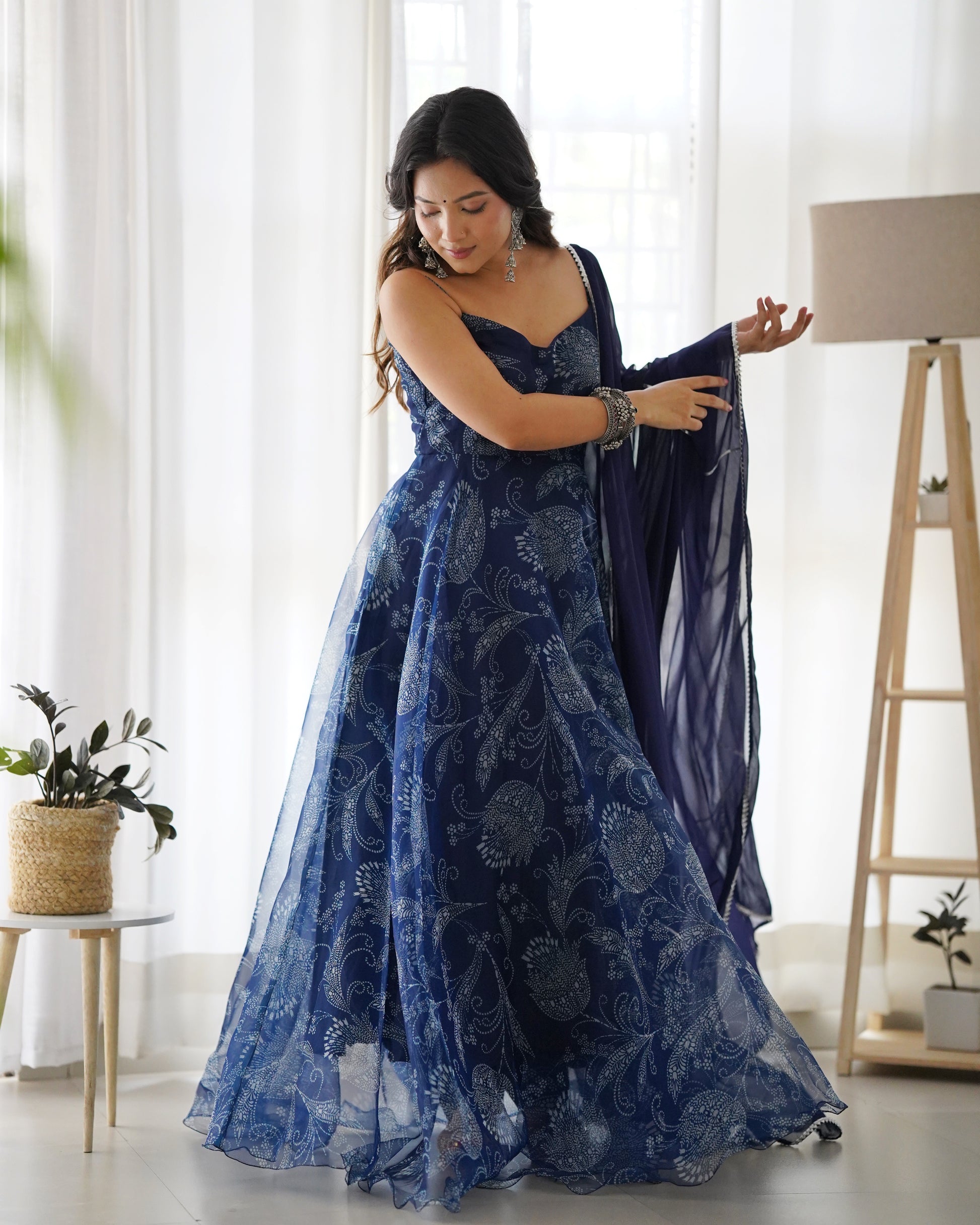SARAH BLUE ORGANZA ANARKALI SET Deasha India SARAH BLUE ORGANZA ANARKALI SET Deasha India