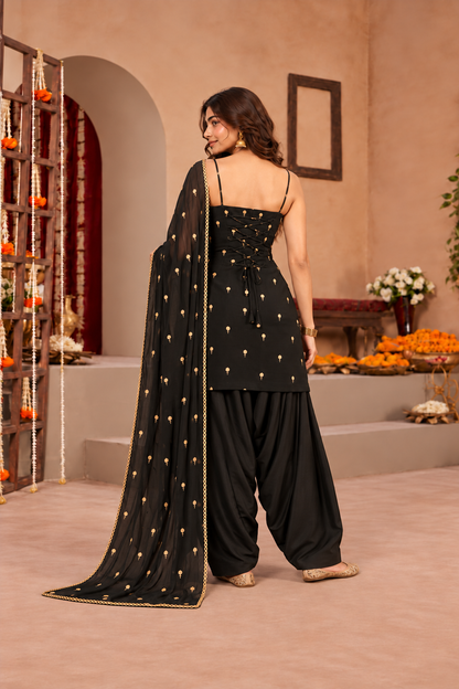 FARIHA BLACK FESTIVE FARSHI SALWAR SET
