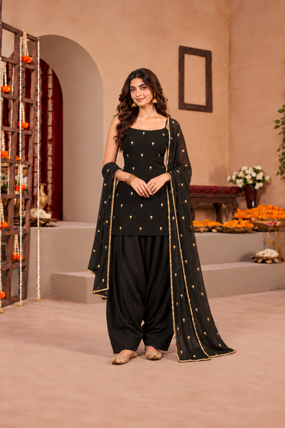 FARIHA BLACK FESTIVE FARSHI SALWAR SET