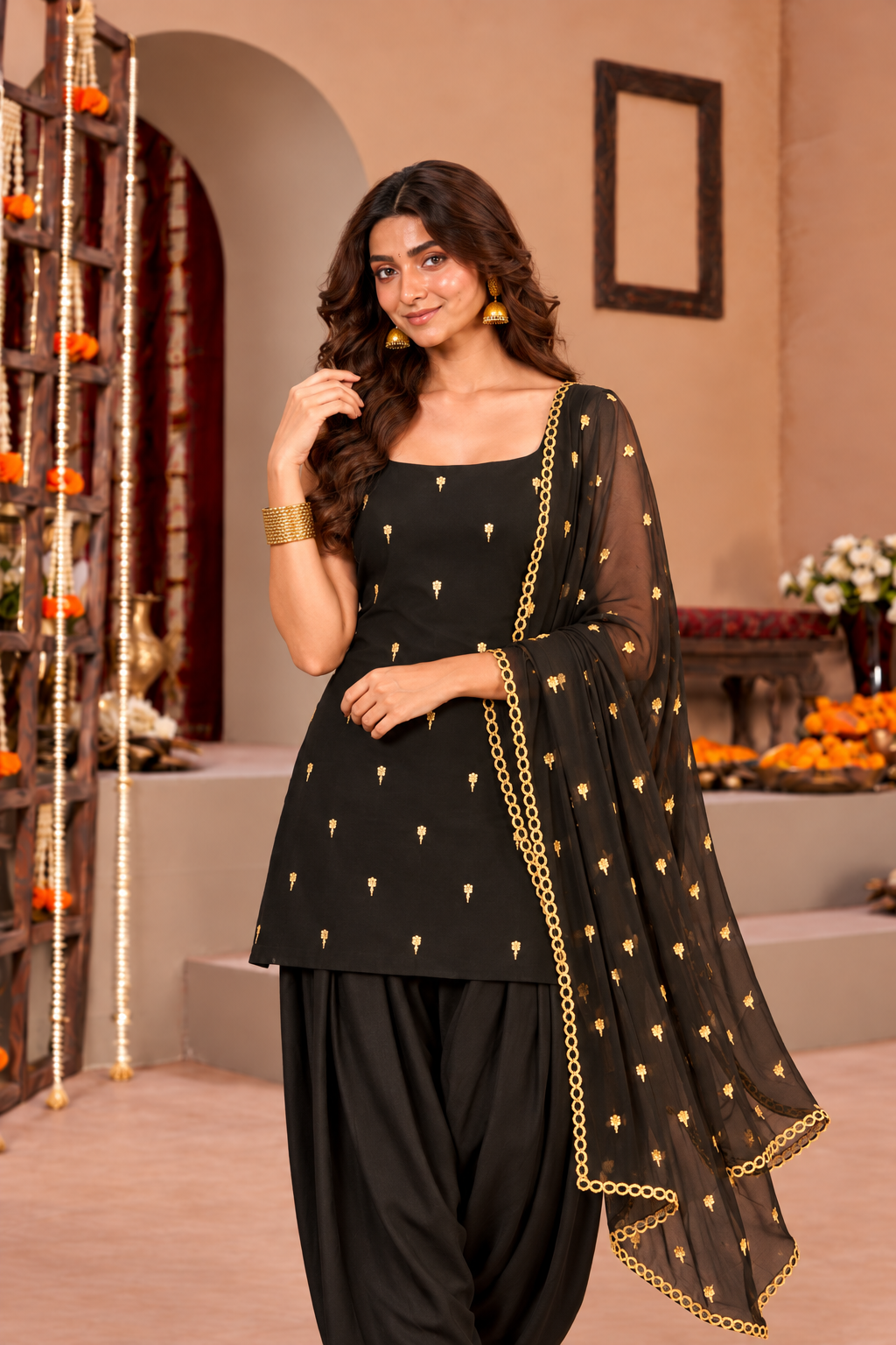 FARIHA BLACK FESTIVE FARSHI SALWAR SET