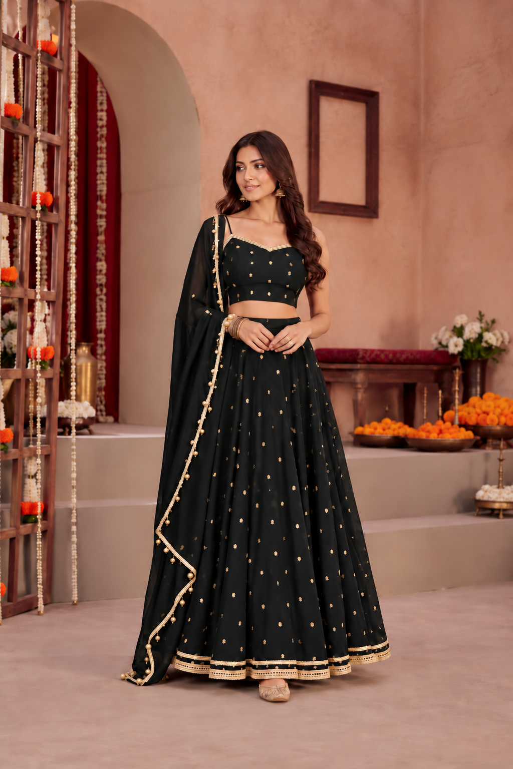 MANSI BLACK FESTIVE LEHENGA