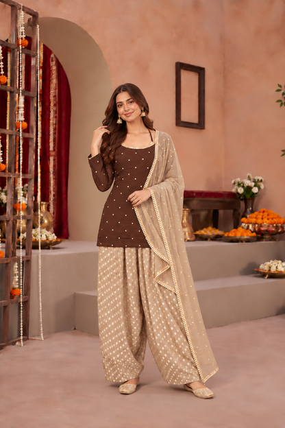 DIMPY COCO CHAMPAGNE COLOR BLOCK FARSHI SET