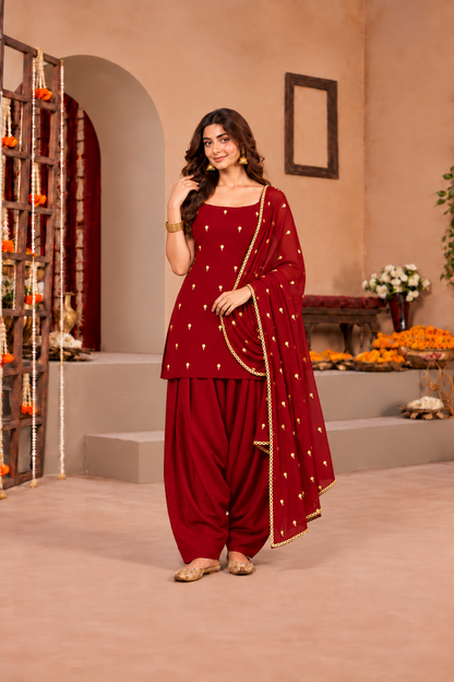 CHARU MAROON FESTIVE FARSHI SALWAR SET