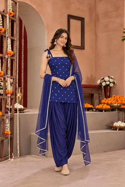 OSHI NAVY EMBELLISHED FARSHI SET