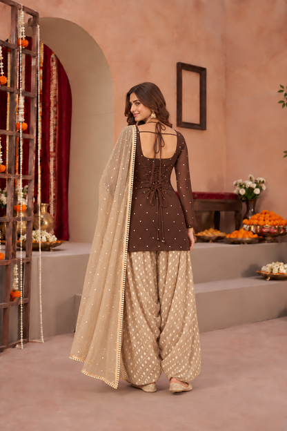 DIMPY COCO CHAMPAGNE COLOR BLOCK FARSHI SET