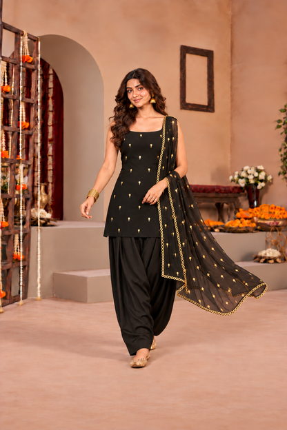 FARIHA BLACK FESTIVE FARSHI SALWAR SET