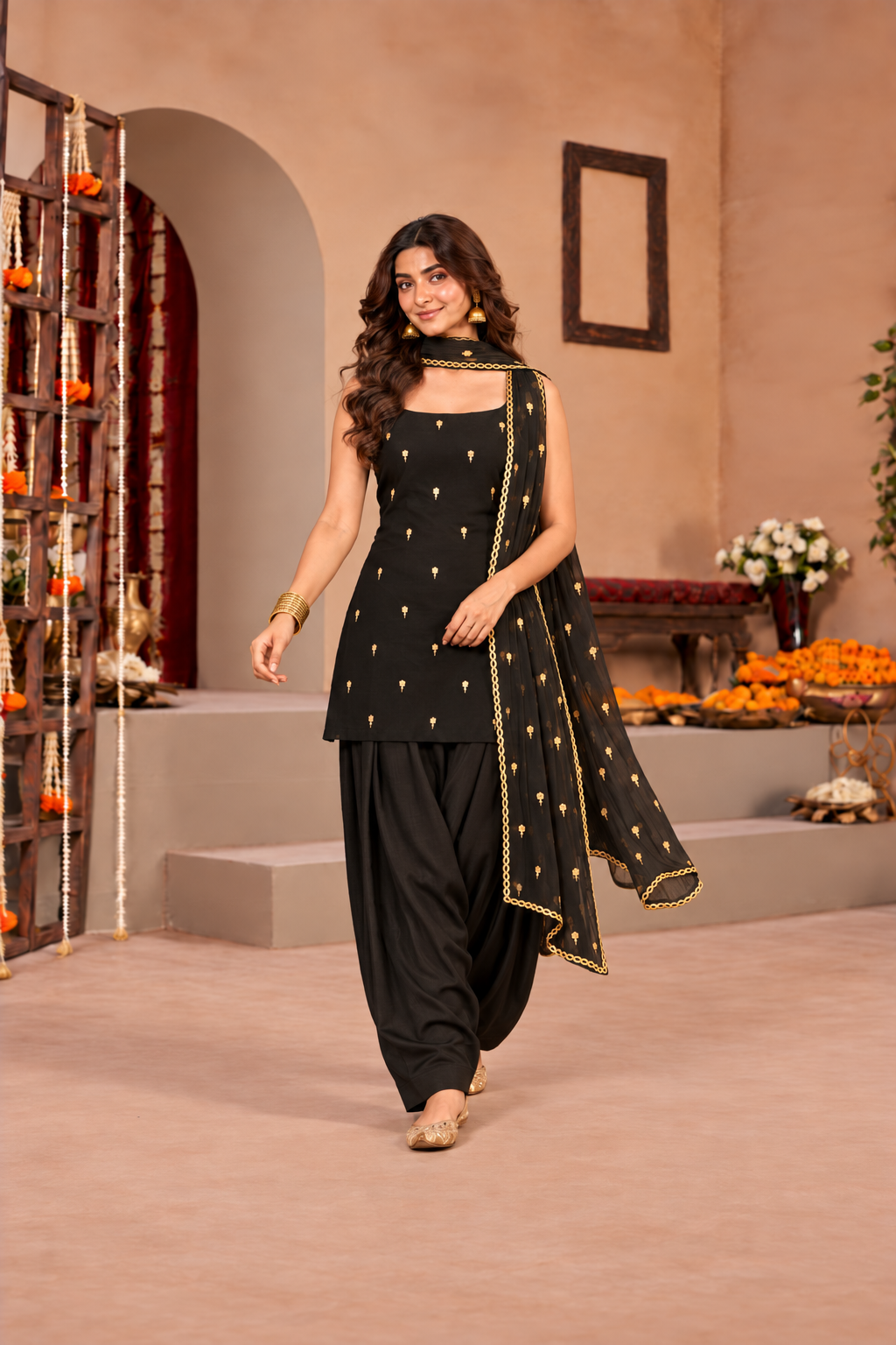 FARIHA BLACK FESTIVE FARSHI SALWAR SET