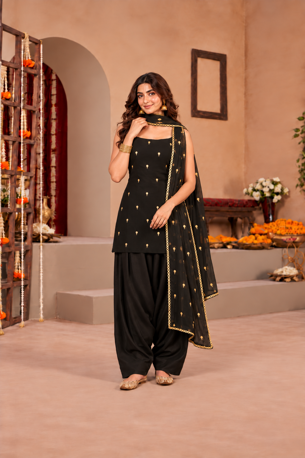 FARIHA BLACK FESTIVE FARSHI SALWAR SET