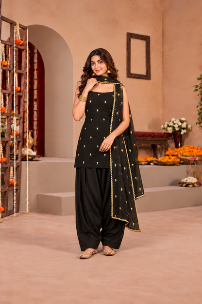 FARIHA BLACK FESTIVE FARSHI SALWAR SET