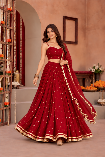 SAADHVI MAROON FESTIVE LEHENGA