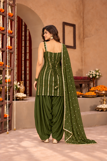 DIPIKA LUREX FUSION GREEN FARSHI SET