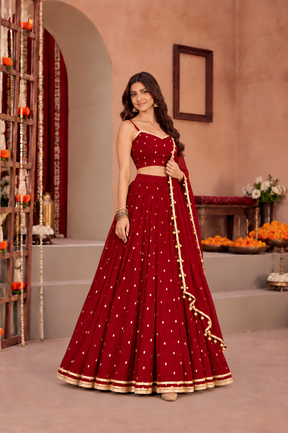 SAADHVI MAROON FESTIVE LEHENGA