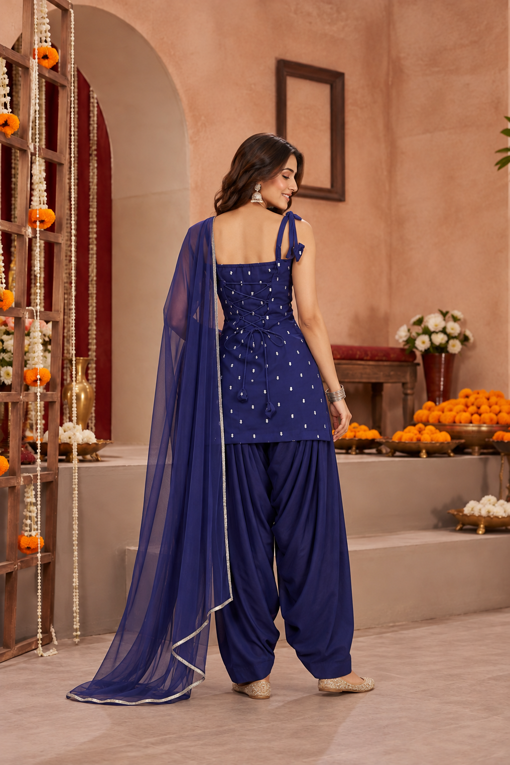 OSHI NAVY EMBELLISHED FARSHI SET