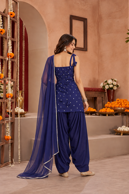 OSHI NAVY EMBELLISHED FARSHI SET