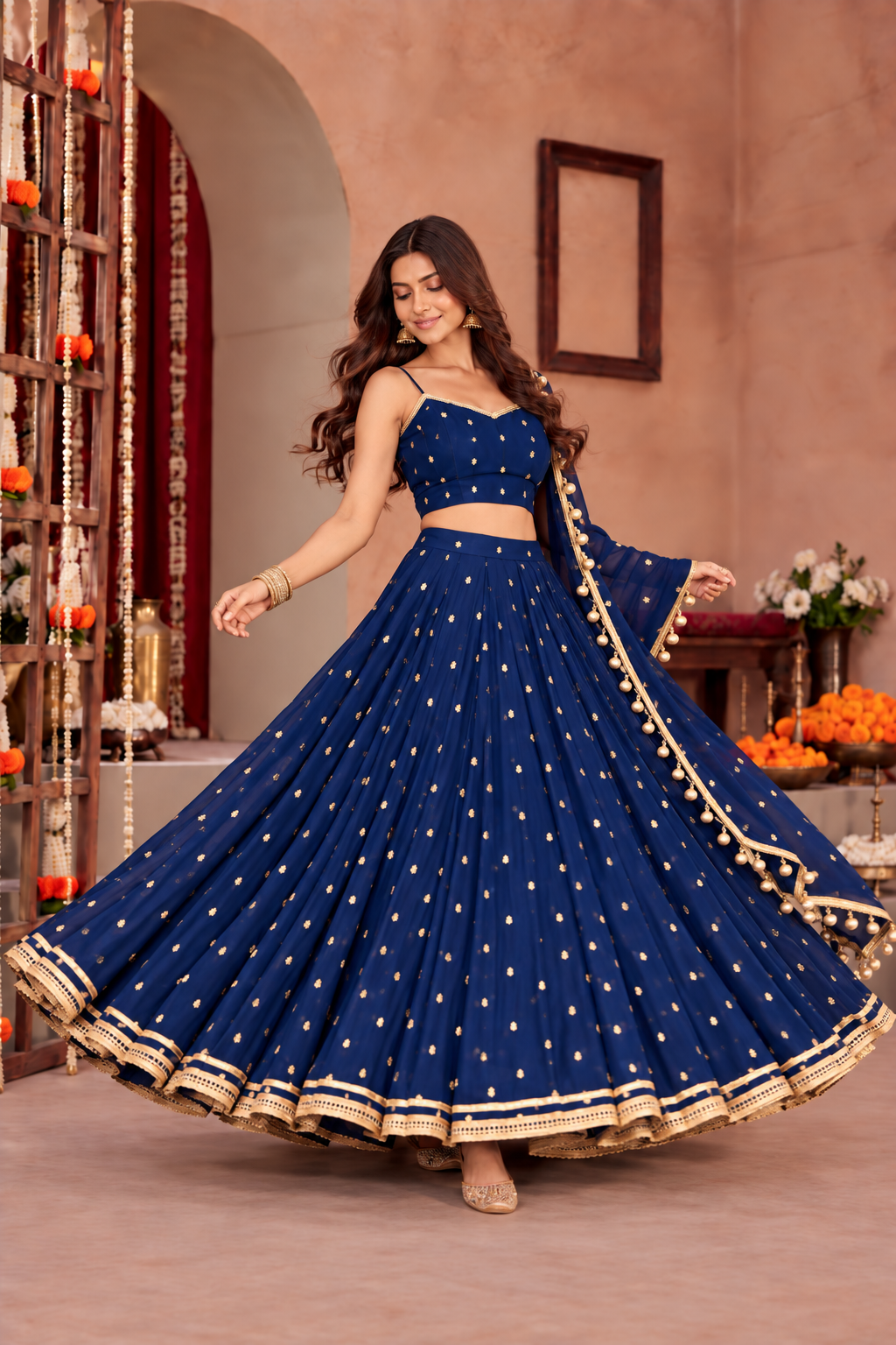 SHAGUN NAVY BLUE FESTIVE LEHENGA