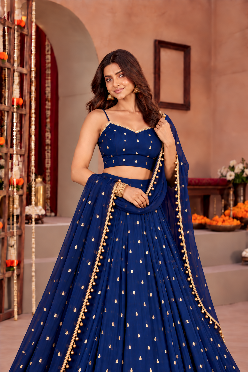 SHAGUN NAVY BLUE FESTIVE LEHENGA