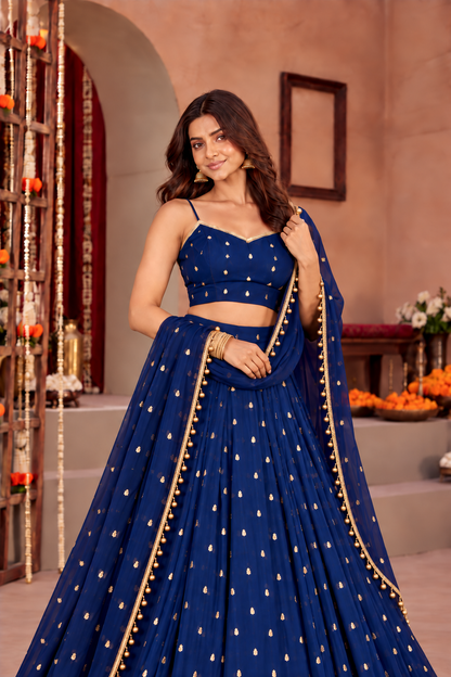 SHAGUN NAVY BLUE FESTIVE LEHENGA