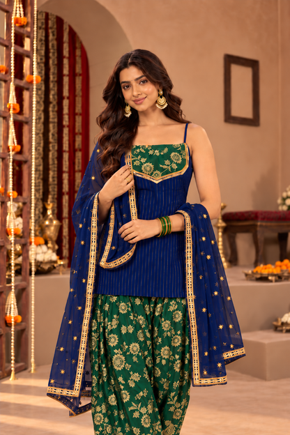 NEELAM BROCADE COLOR BLOCK FARSHI SET