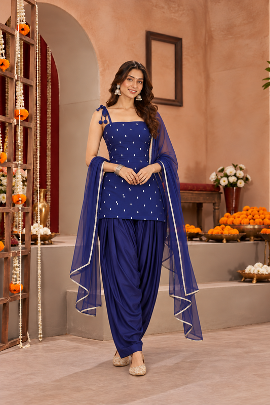 OSHI NAVY EMBELLISHED FARSHI SET