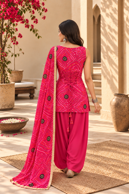 BHUVI PINK BANDHEJ FARSHI SET