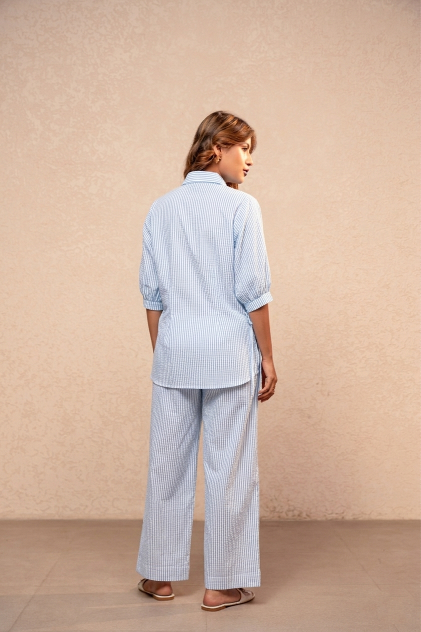 SERI BLUE STRIPED COORD SET