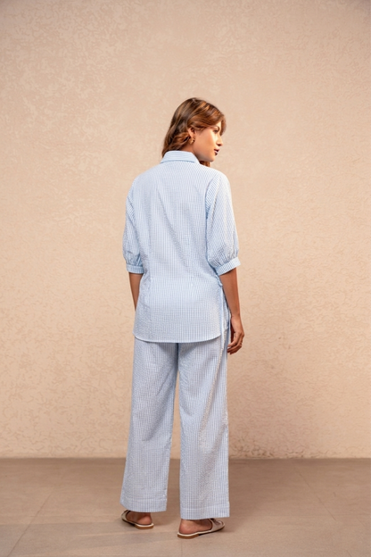 SERI BLUE STRIPED COORD SET