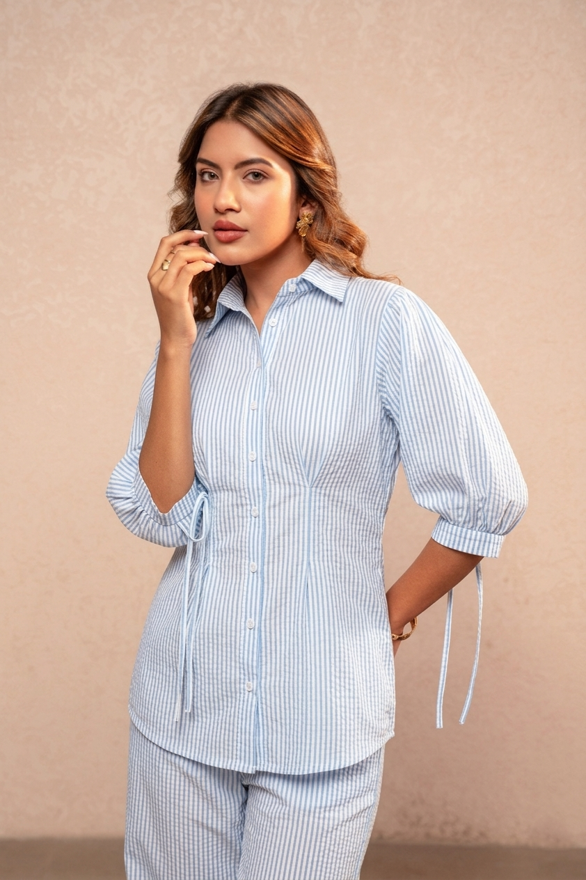 SERI BLUE STRIPED COORD SET