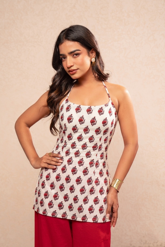 INIKA FLORAL HALTER NECK KURTI