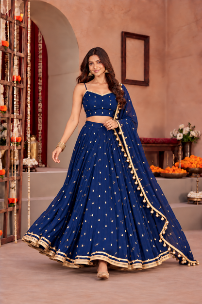 SHAGUN NAVY BLUE FESTIVE LEHENGA