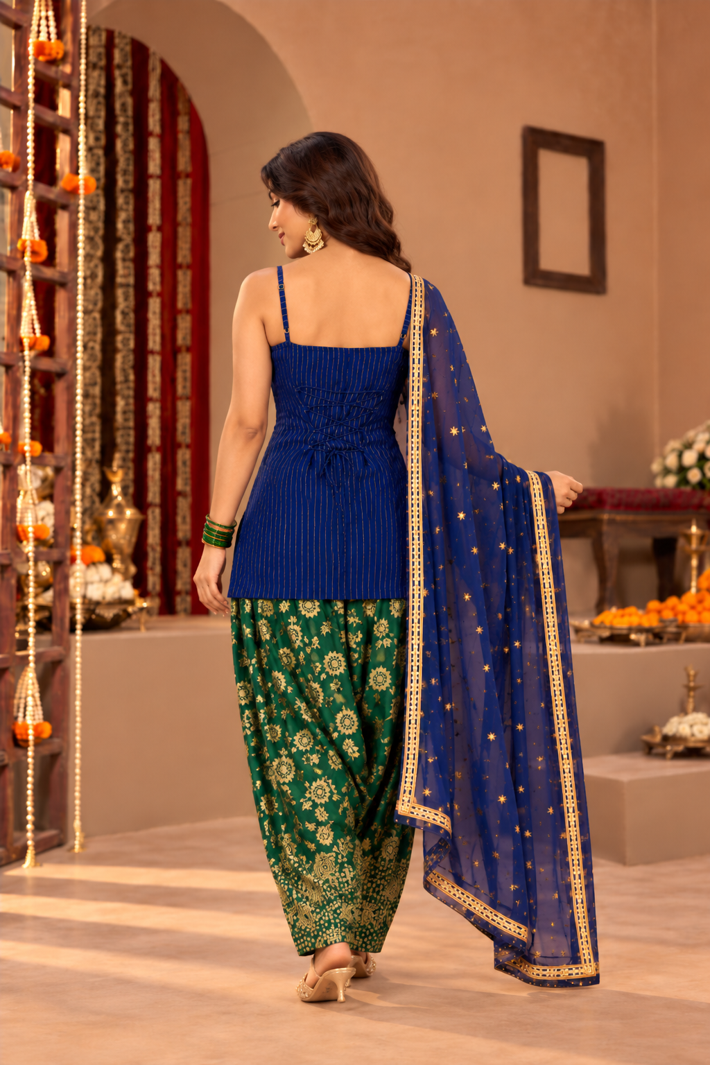 NEELAM BROCADE COLOR BLOCK FARSHI SET