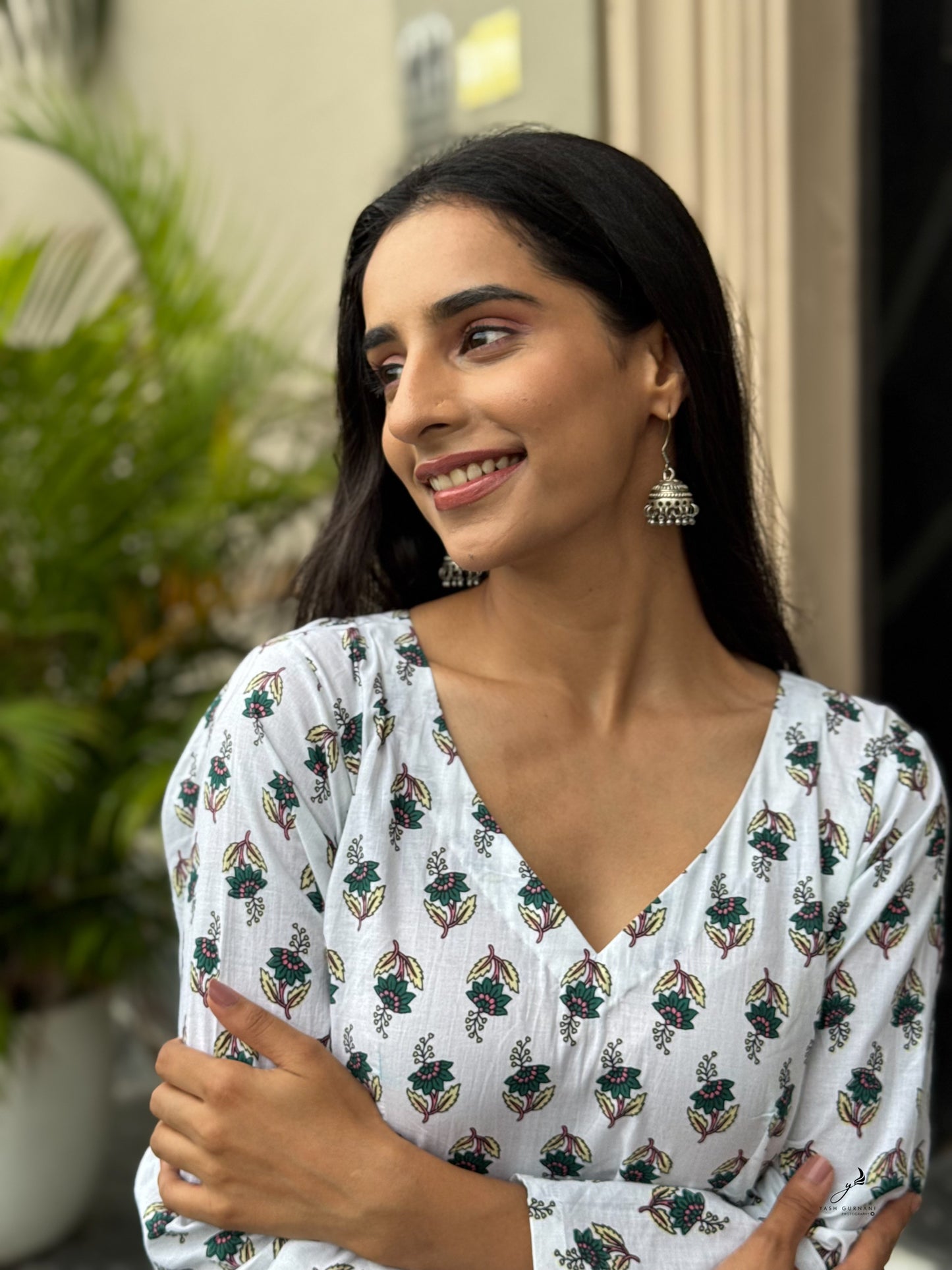 TANVITHA COTTON FLORAL FULL SLEEVES KURTI