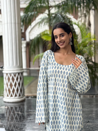 VRITTIKA COTTON BELL SLEEVES SHORT KURTI