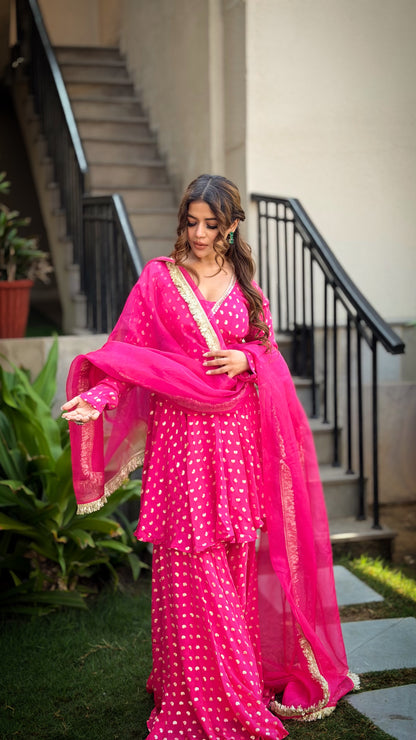 ADVIKA MAGENTA PINK SHARARA SET