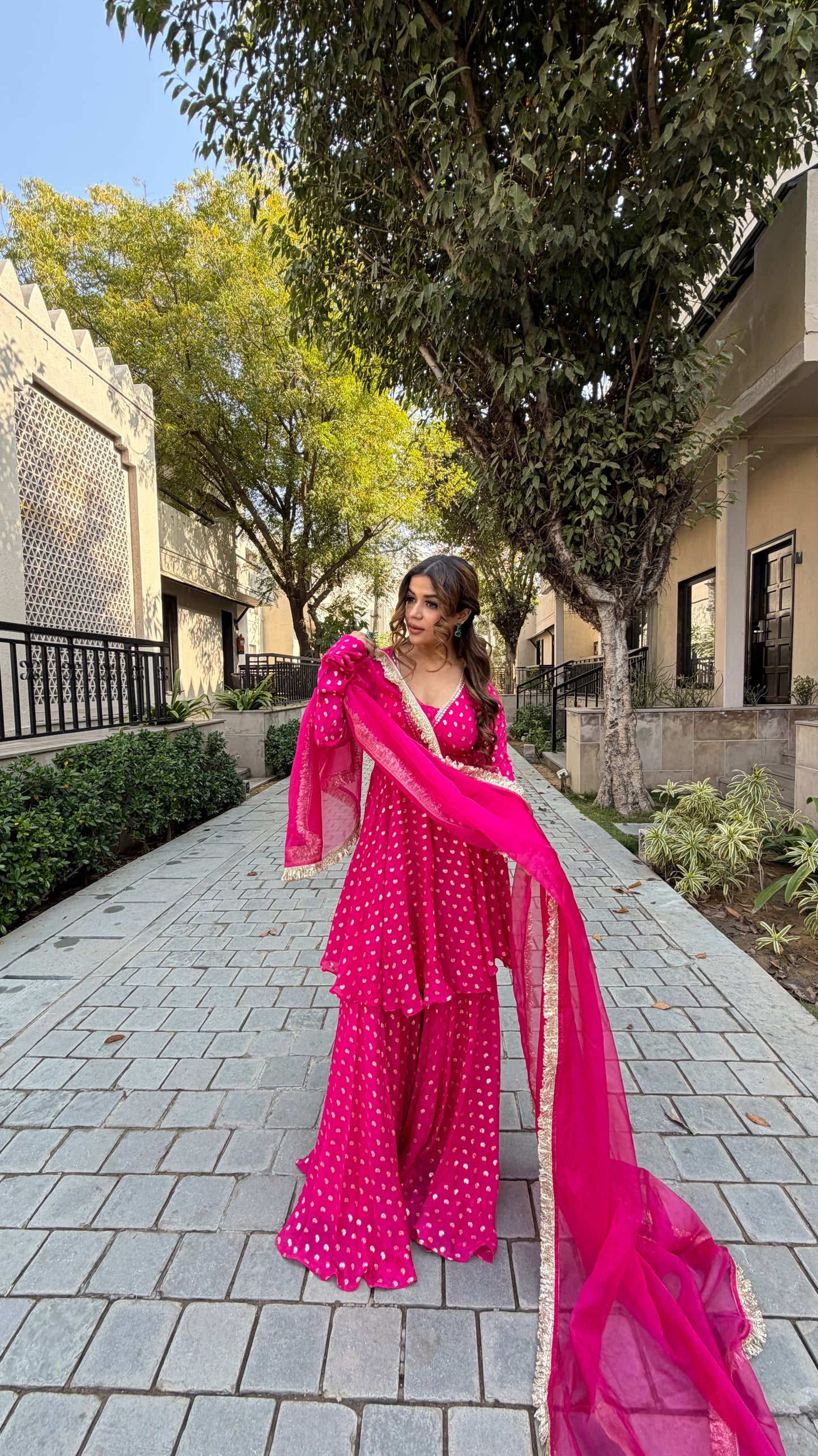 ADVIKA MAGENTA PINK SHARARA SET