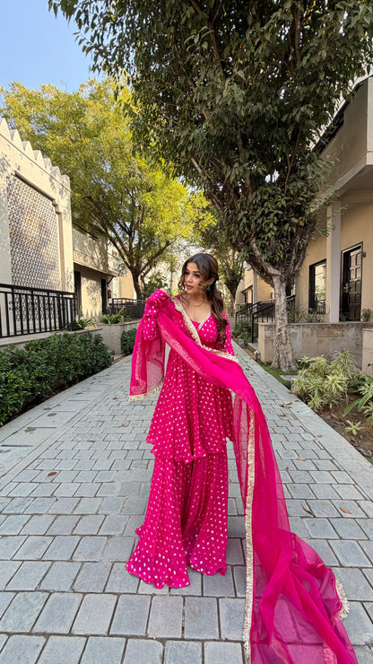 ADVIKA MAGENTA PINK SHARARA SET