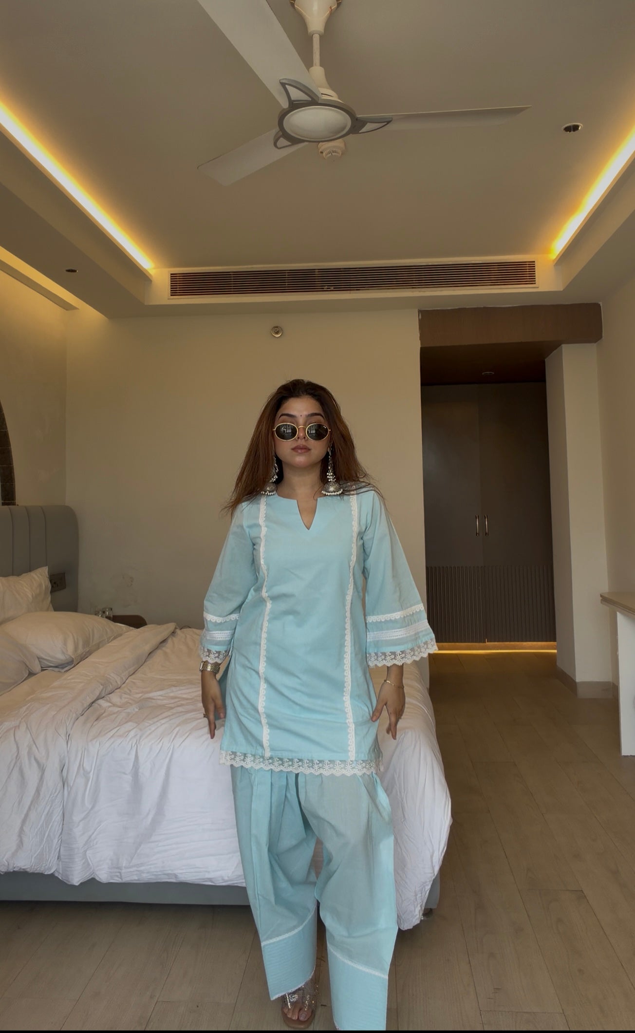 AFSANA BLUE FARSHI SUIT SET WITH DUPATTA
