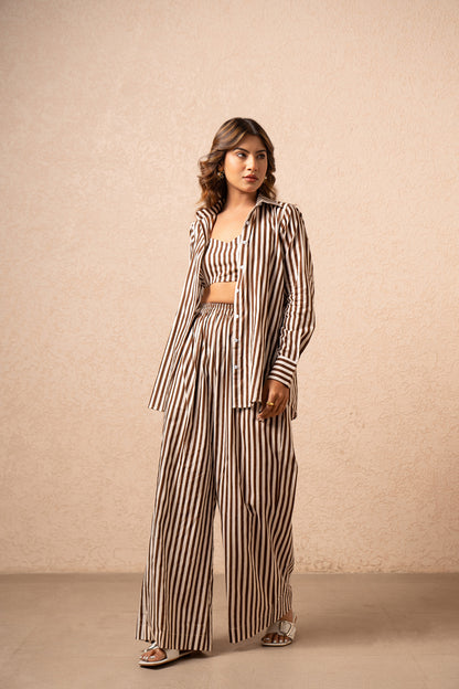 FREYA 3 PIECE GREEN STRIPED COORD SET