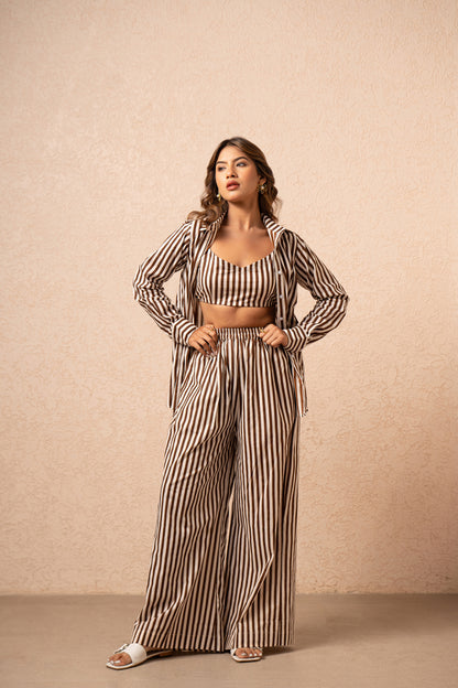 FREYA 3 PIECE GREEN STRIPED COORD SET