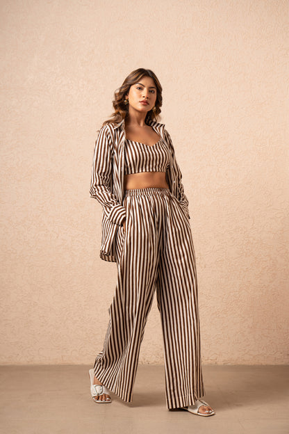 FREYA 3 PIECE GREEN STRIPED COORD SET