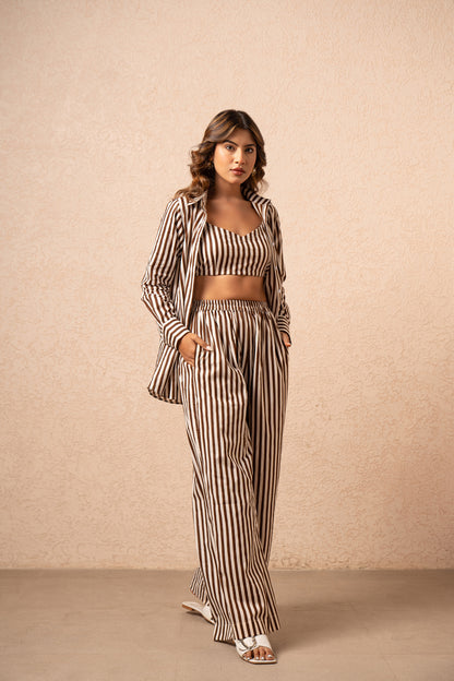 FREYA 3 PIECE GREEN STRIPED COORD SET