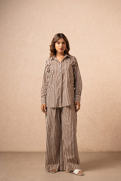 ITI 2 PIECE BROWN STRIPED COORD SET