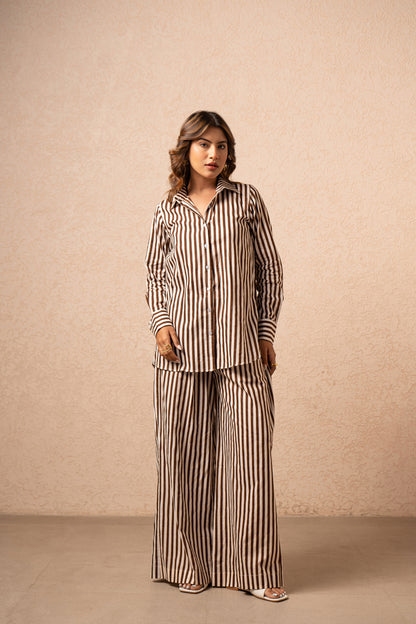 ITI 2 PIECE BROWN STRIPED COORD SET