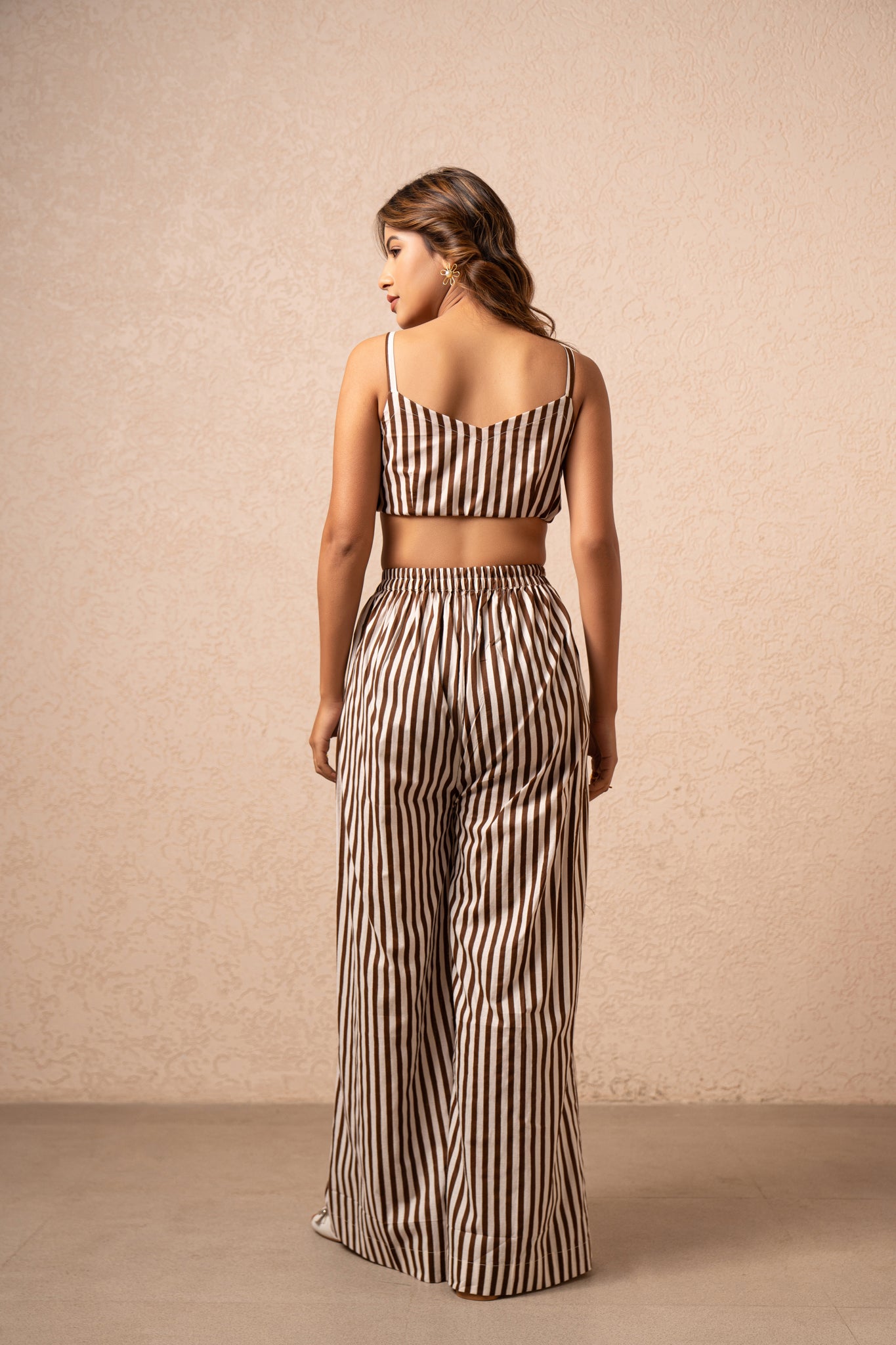 KAVI 2 PIECE BROWN STRIPED COORD SET