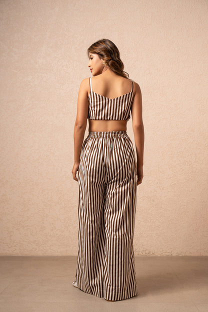 KAVI 2 PIECE BROWN STRIPED COORD SET