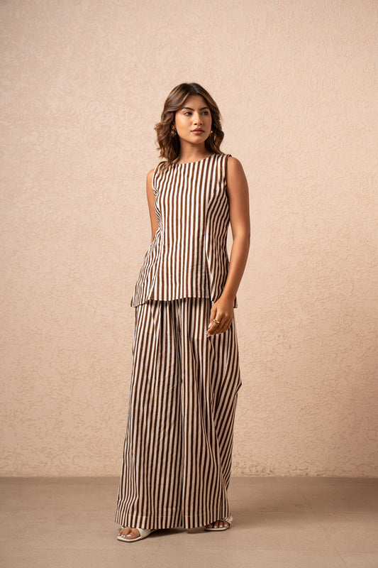 KATE BROWN STRIPED 2 PIECE COORD SET