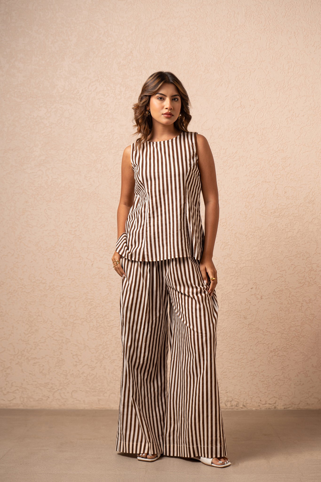 KATE BROWN STRIPED 2 PIECE COORD SET