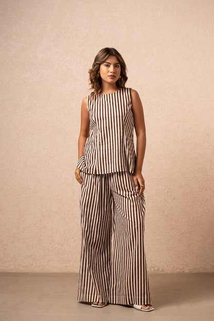 KATE BROWN STRIPED 2 PIECE COORD SET