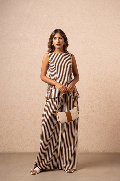 KATE BROWN STRIPED 2 PIECE COORD SET
