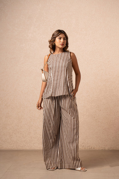 KATE BROWN STRIPED 2 PIECE COORD SET