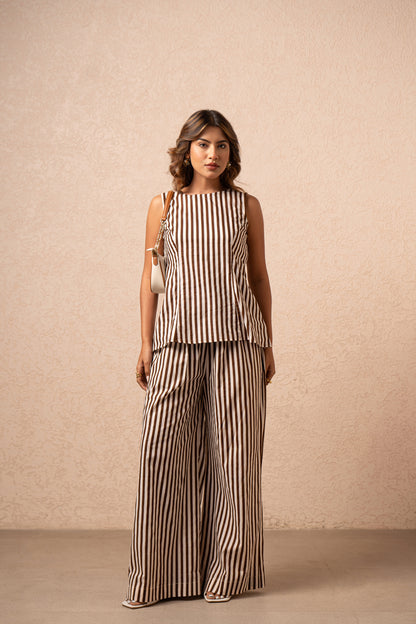 KATE BROWN STRIPED 2 PIECE COORD SET